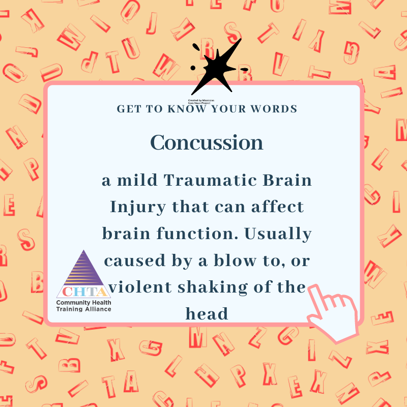 Concussion: A mild Traumatic Brain injury that can affect brain function. Usually caused by a blow to, or violent shaking of the head.