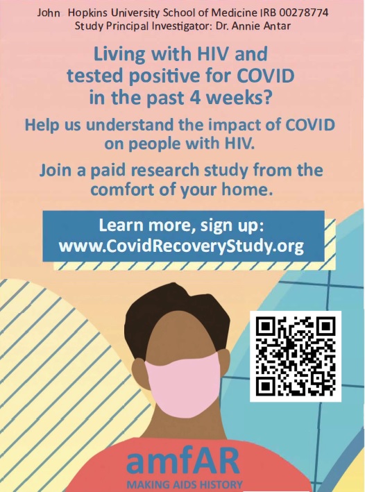 Living with HIV and tested positive for COVID in the past 4 weeks?
